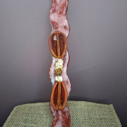 Handmade Easter Candle with Rustic Design and Natural Elements