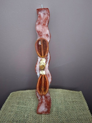 Handmade Easter Candle with Rustic Design and Natural Elements