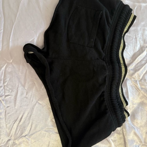 Crop shorts used, very short cotton black with gold