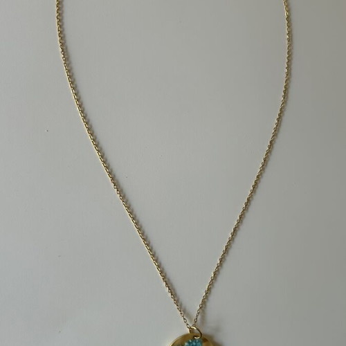 Gold chain with pendant like new, decorated with colorful microcrystals