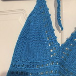 Blue knitted perforated top like new