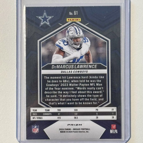2024 Panini Mosaic Red DeMarcus Lawrence Dallas Cowboys Card new