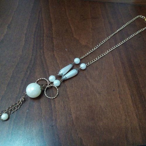 Chain necklace with pearls used, long, faux bijoux