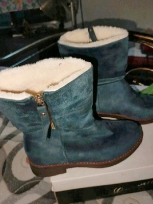 Gisicode petrol boots with fur and zipper new