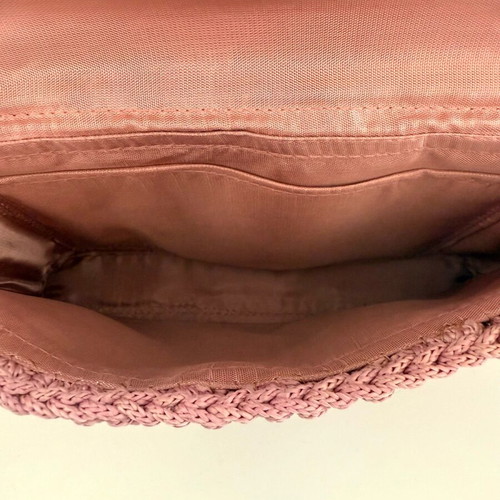 Handmade knitted clutch bag new pink salmon