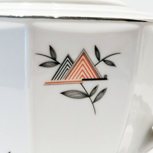 Art Deco teapot used, porcelain with geometric design
