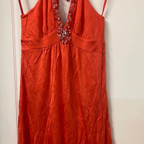 Cam dress used orange with stones and impressive back size S