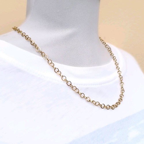 Gold plated stainless steel chain necklace with circles new
