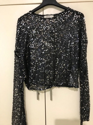 Rococo blouse sequin like new, black, size M