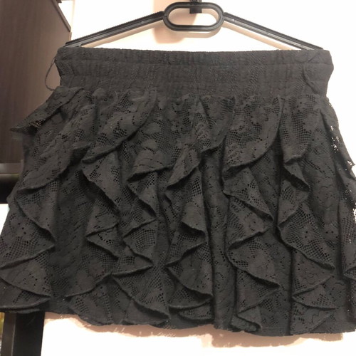 Mini flared skirt with lace pleats used, black Rachel, size S