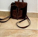  Ελληνικό δέρμα καστόρι backpack γυναικείο 22εκ ύψος 21εκ πλάτος