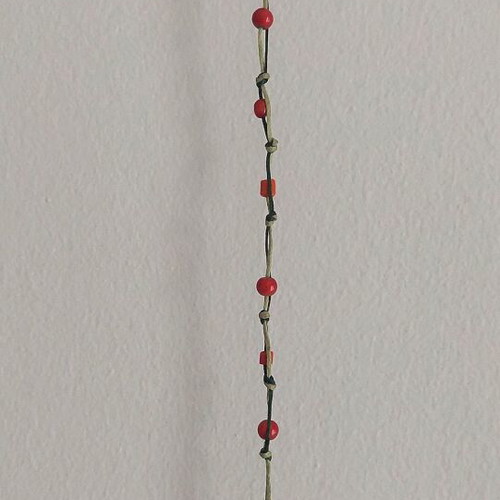 Handmade summer anklet bracelet, red and green