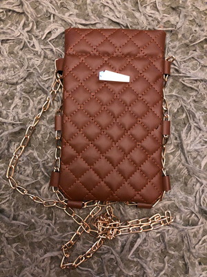 Crossbody phone bag new brown with gold chain