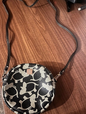KEM leather round crossbody bag like new, beige brown
