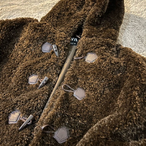 ZARA Brown Faux Fur Teddy Coat Size M Like New