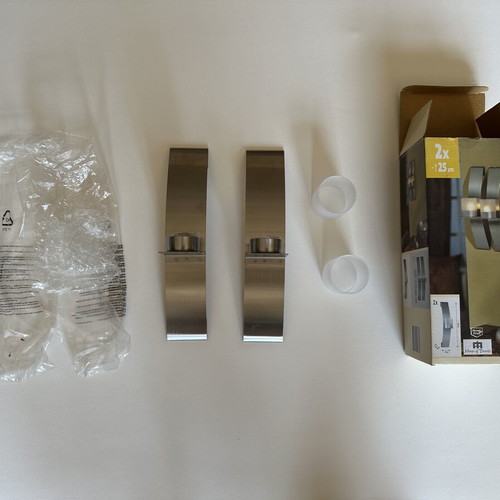 Wall Candle Holders set of 2 stainless steel with candles new