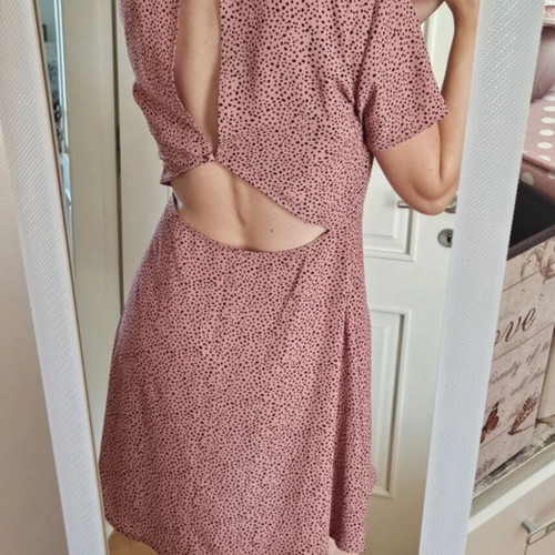 VILA dress with open back, size 40 / M-L, black and pink