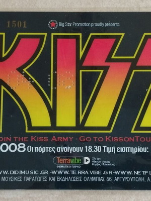 Kiss 2008 concert ticket laminated, used