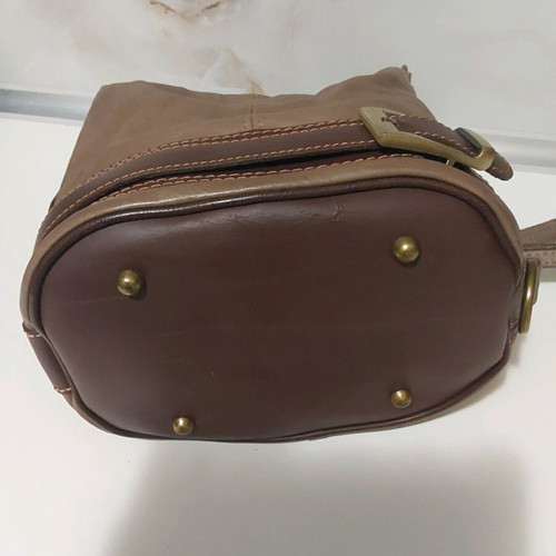 Shoulder bag like new, leather with leatherette details, beige and brown