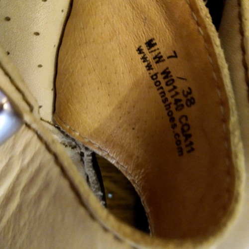 Born thong slippers used, genuine leather, handmade, beige, size 38