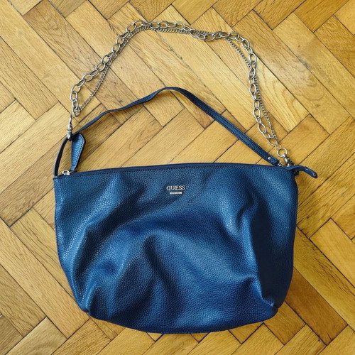 Guess shoulder bag used, navy with chains