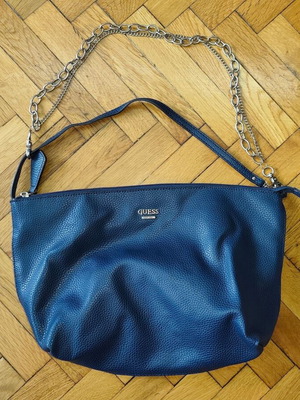 Guess shoulder bag used, navy with chains