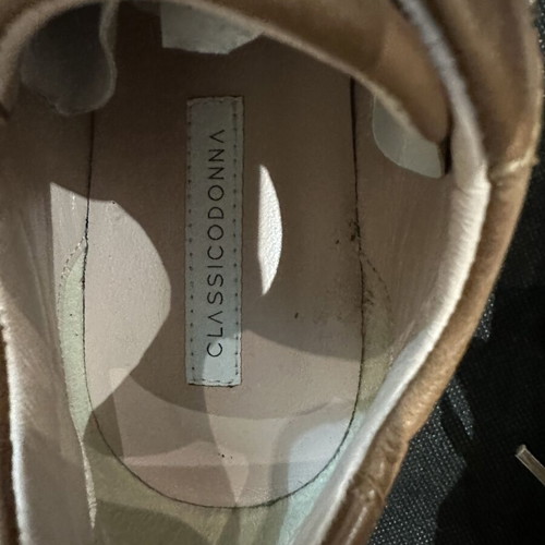 Classico leather shoes with strass, size 39, brown