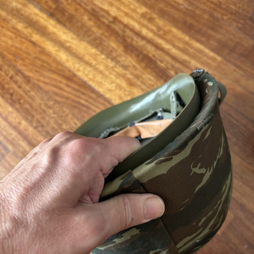 Vintage full Greek army helmet with camouflage cover, like new