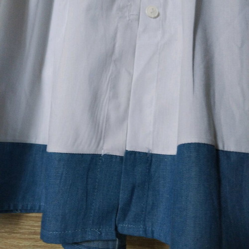 Shirt dress like new with embroidery and denim hem S/M white blue