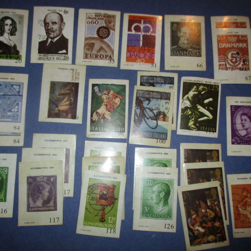 Carousel stickers used, 27 pieces, EEC stamps