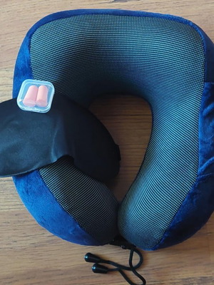 Travel pillow new set with memory foam, bag, earplugs and mask