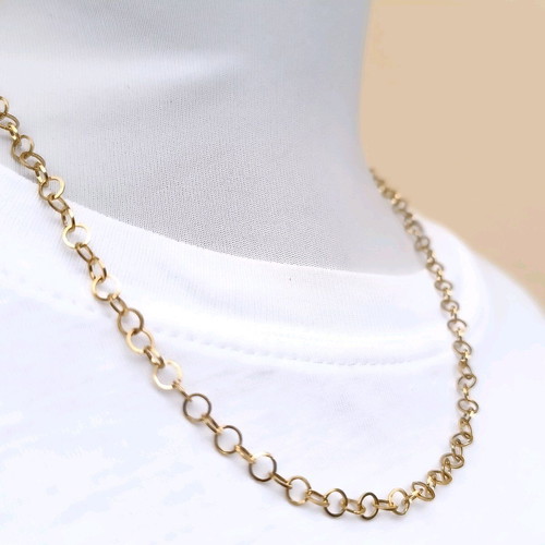 Gold plated stainless steel chain necklace with circles new