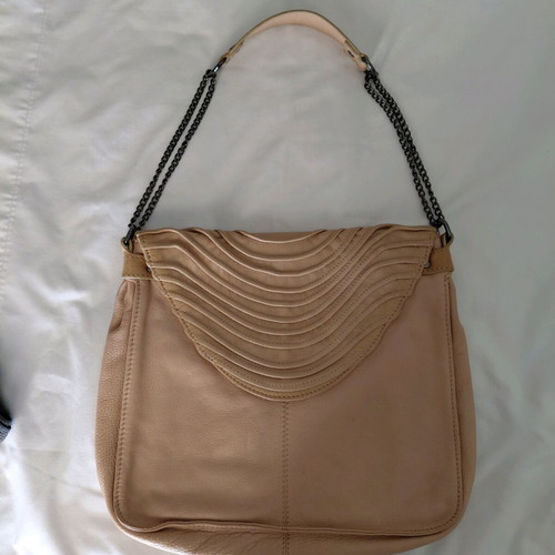 Zara leather shoulder bag like new, beige