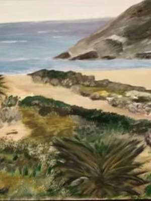 Painting No4 Palm Trees by the Sea new, acrylic on paper