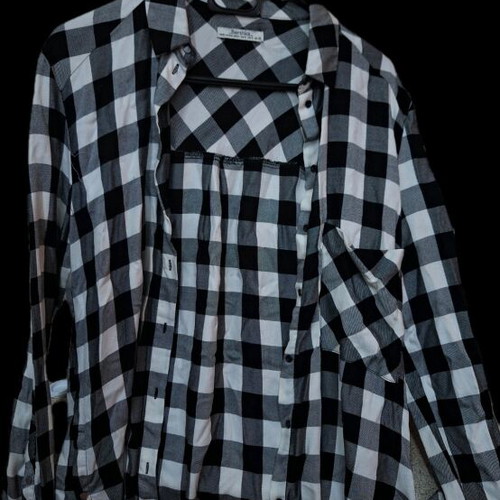 Bershka striped/checkered shirt new, black and white, size S