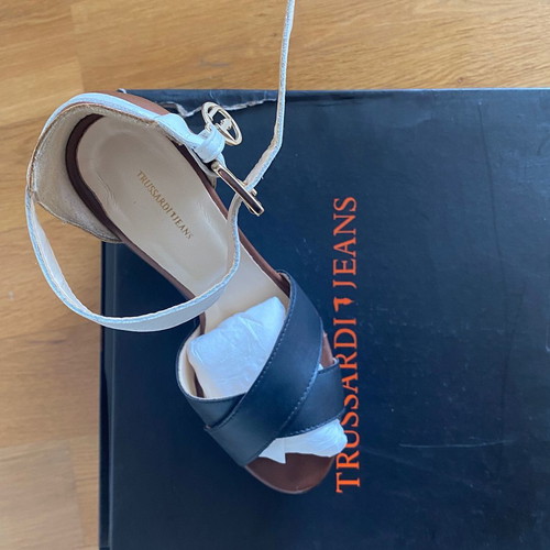 Trussardi Jeans platform shoes new, black and tan, size 38