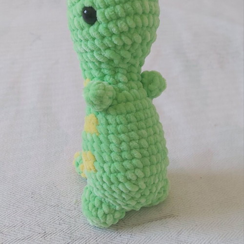 Handmade knitted dinosaur new with velvety yarn