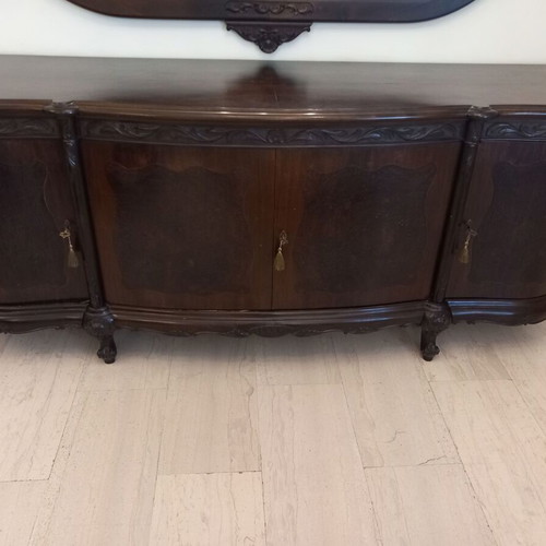 Antique walnut wood buffet with mirror used