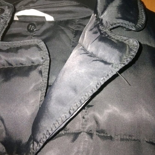 Stefanel satin jacket like new, black with fur collar