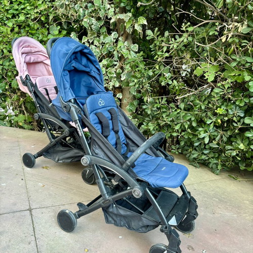 Bumprider Connect 3 twin strollers like new, pack of 2, pink and blue