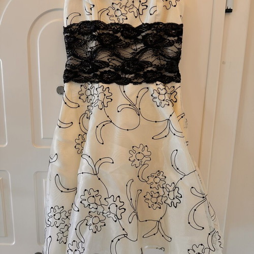 Evening dress, size small, black and white