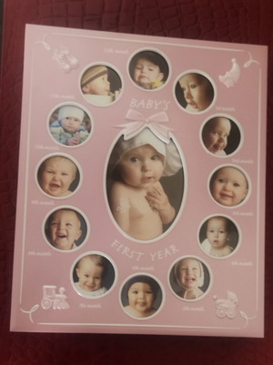 Baby's First Year Pink Metal Photo Frame Album