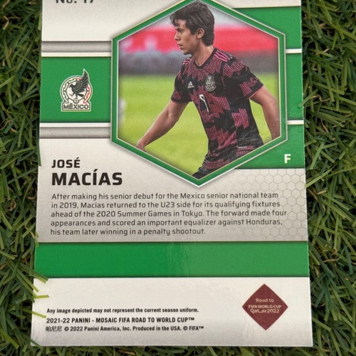 2021-22 Panini Mosaic FIFA Road to The World Cup Jose Macias Rookie Card