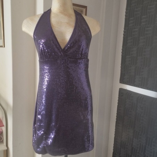 Ysatis mini dress used, purple with sequins, size M