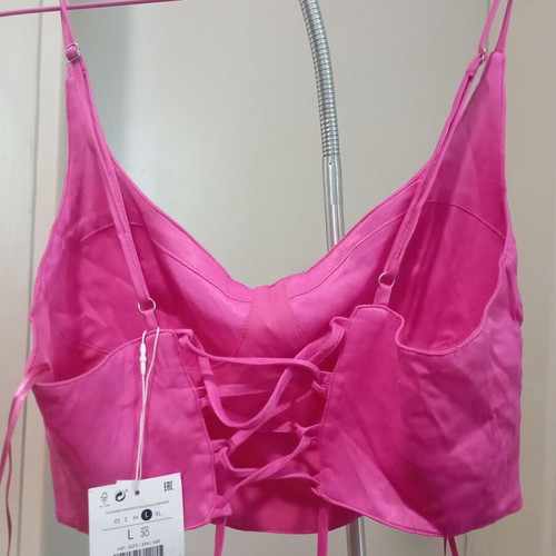 Zara bustier top new, pink, adjustable straps and back, size L