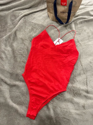 Funky Buddha bodysuit XS new red with tag