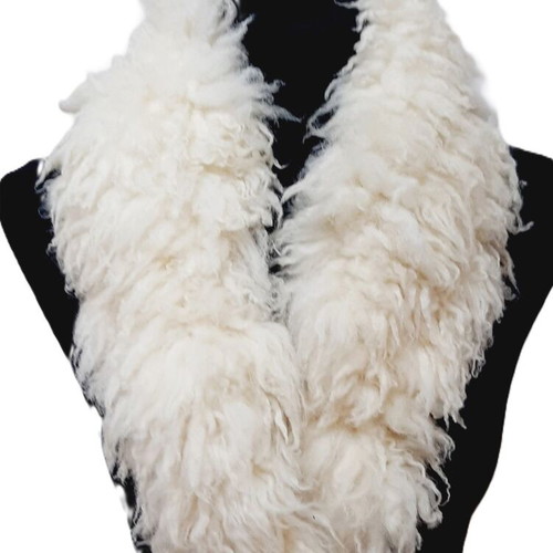 Sheepskin Women's Collar white, like new, 89×14 cm