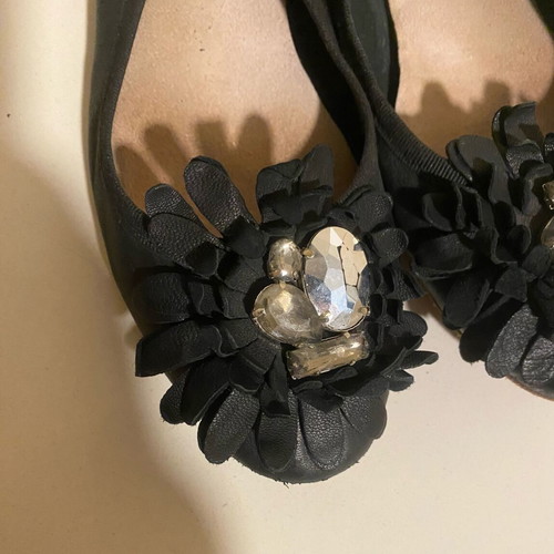 Tsakiris Mallas ballerinas used, black leather with stones, size 39