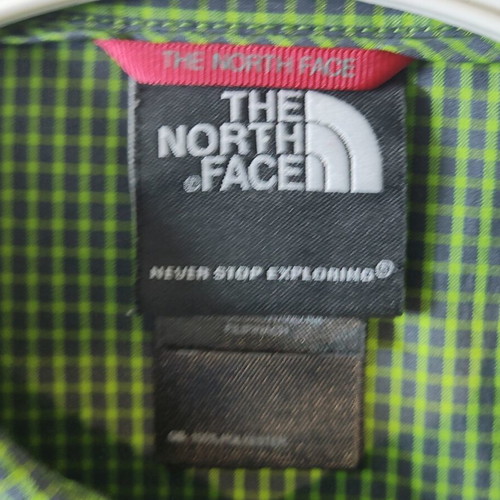 The North Face men's shirt size L, green-black check, like new