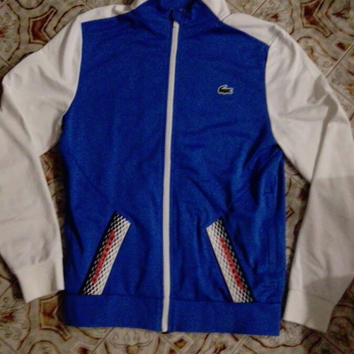 Lacoste jacket used, small, blue and white